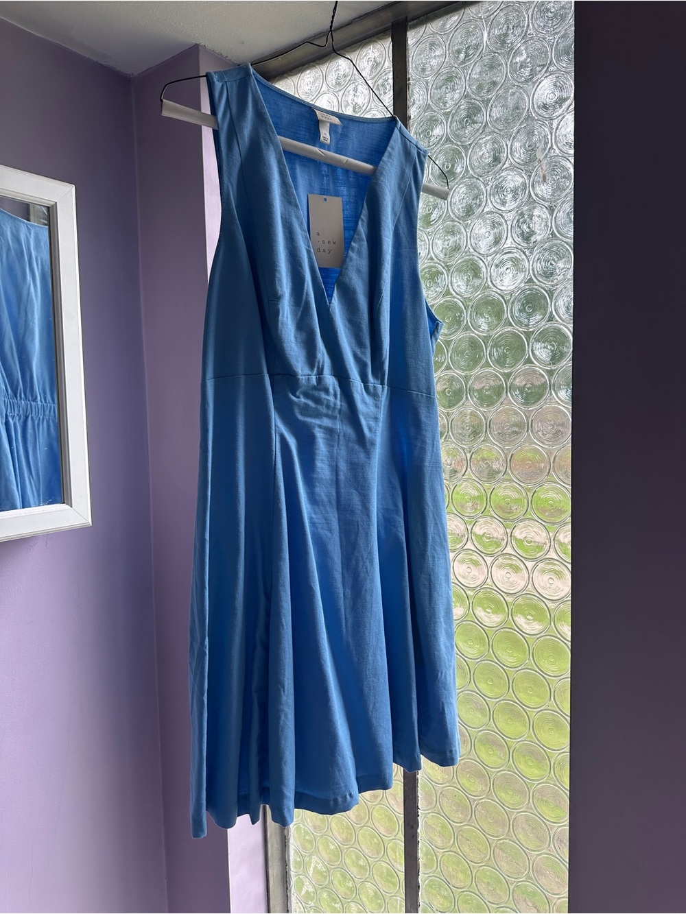 a new day Sky Blue Sleeveless V-Neck Fit & Flare Dress